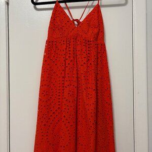 Red Eyelet Lace Dress